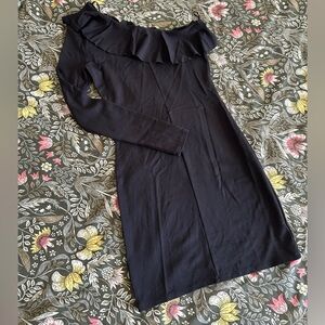 H&M Black Asymmetrical Ruffle Dress